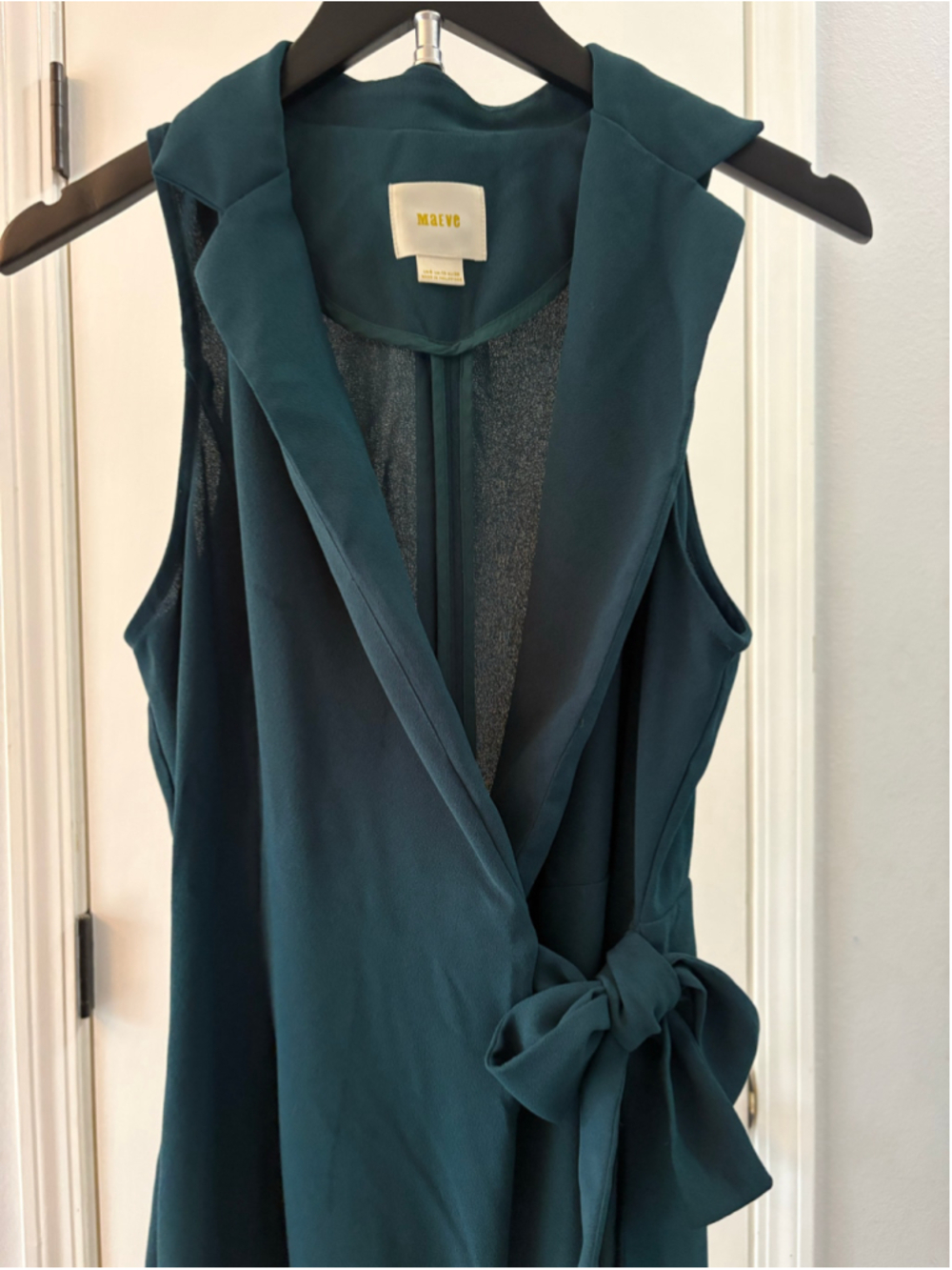 Anthropologie Maeve Seymour Tie-Waist Jumpsuit Deep Teal Size 6 - Picture 4 of 12